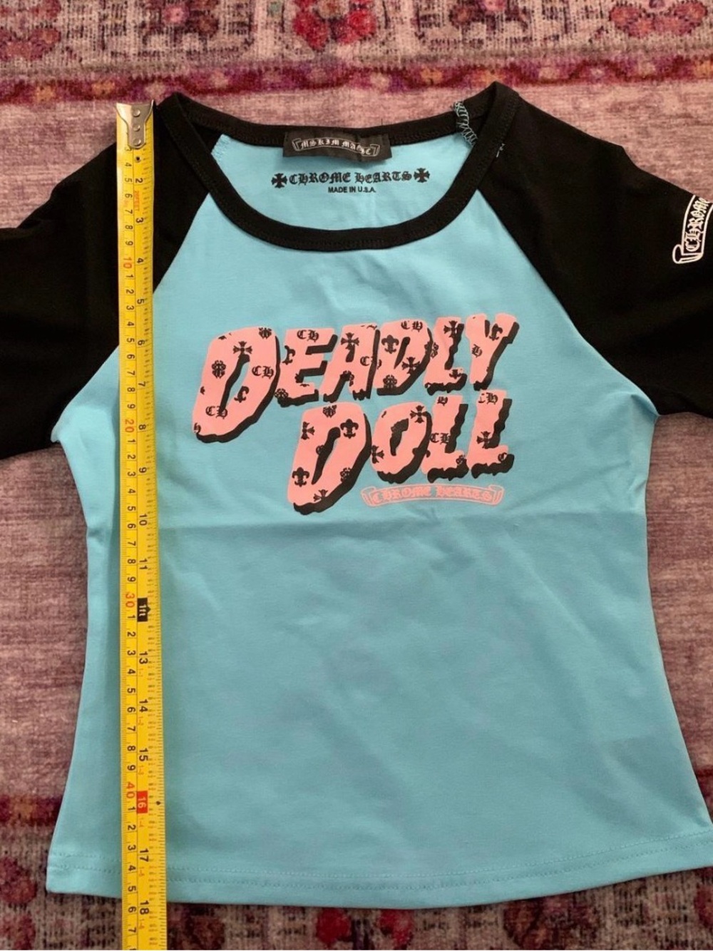 Chrome Hearts Aqua & Black "Deadly Doll" Short Sleeve Tee